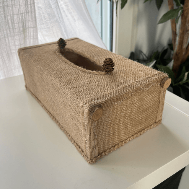 Boîte à mouchoirs toile de jute 