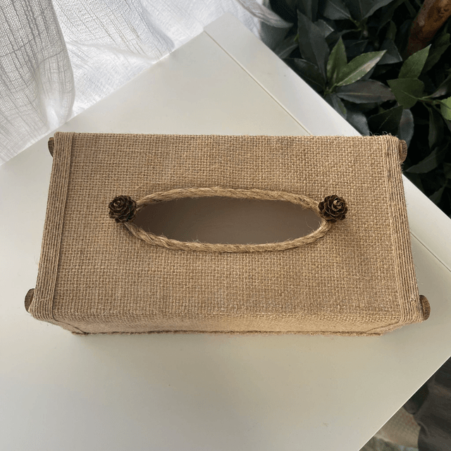 Boîte à mouchoirs toile de jute 