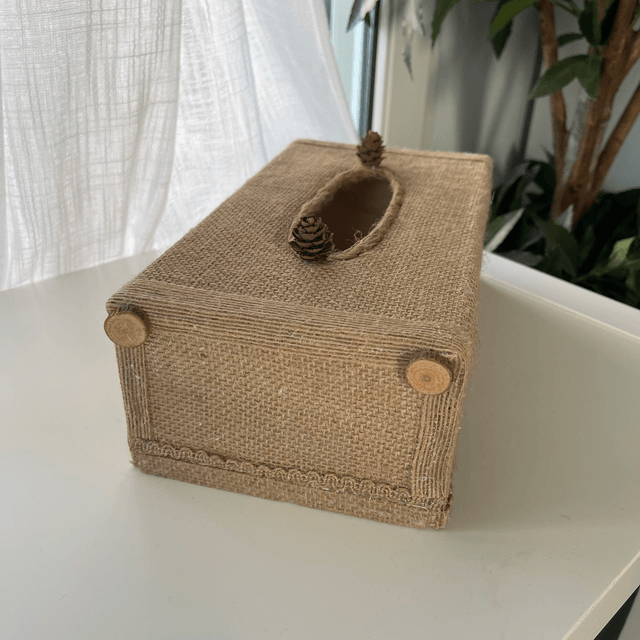 Boîte à mouchoirs toile de jute 