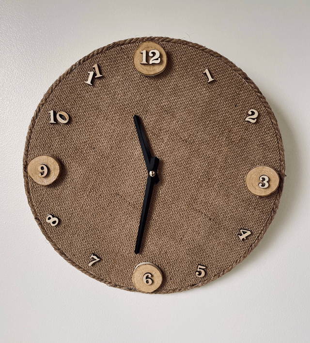 Horloge toile de jute
